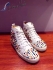 Christian Louboutin white and Multicolor Louis Spikes Calfskin Hightop Sneaker